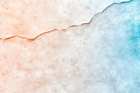 abstract background with cracked concrete wall, blue and orange colors.