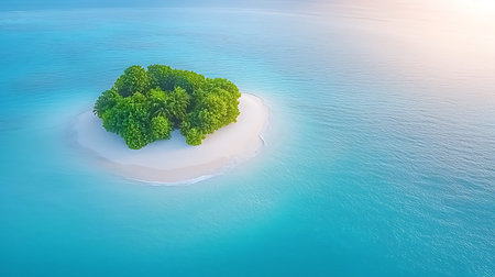 Aerial view of a small island in the middle of the ocean. 3d rendering