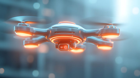 drone flying in the blue sky. 3d rendering image.