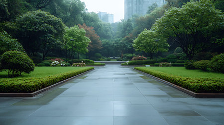 beautiful green park in hongkong,china.