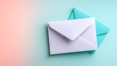 Envelope on colorful background with copy space for your message.の写真素材