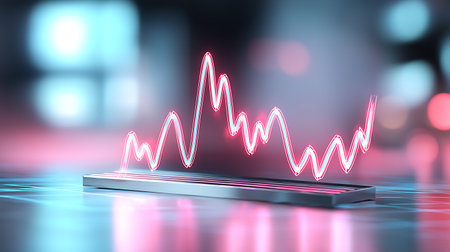 abstract 3d rendering of a music equalizer on a dark backgroundの写真素材