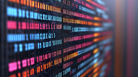 Close up of stock market data on LED screen. 3D rendering