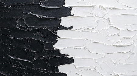 White paint strokes on black and white background. Abstract art background.