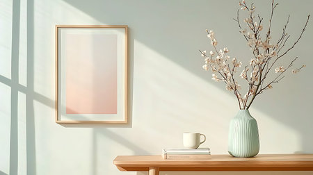 Mock up poster frame in interior background, 3d render.