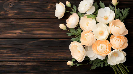 Flowers on a wooden background. Bouquet of flowers on a wooden background.