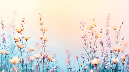 Beautiful meadow flowers in spring time. Floral background.の写真素材