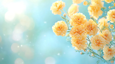 Floral background. Elegant bouquet of yellow roses on bokeh background.