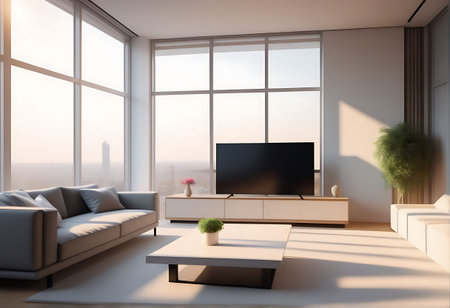 Blur abstract mordern and living room with sofa, soft morning light, blurred interior background...