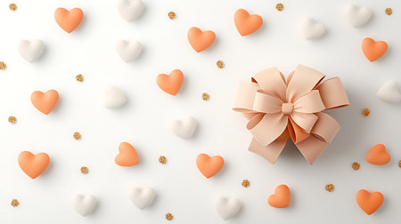 Gift box with hearts on white background. 3D rendering.