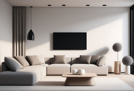 Blur abstract mordern and living room with sofa, soft morning light, blurred interior background...