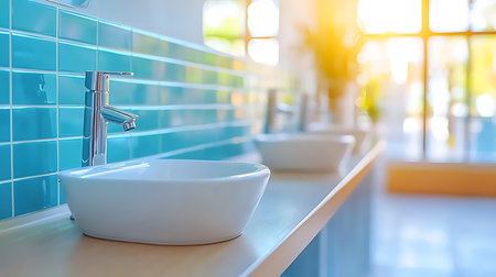 Faucet and sink decoration in bathroom interior - Vintage filter effectの写真素材