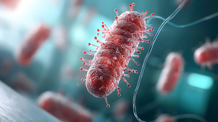 3D Illustration of Gram-negative rod-shaped bacteria, the causative agent of cholera