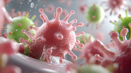 3d illustration of coronavirus floating in water, viral infection