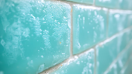 Close-up of a wall covered with ice and water dropletsの写真素材