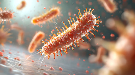 3D illustration of Bacteria. Bacteria that cause cholera. Bacteria that cause cholera are transmitted to humans via contaminated food or water.の写真素材