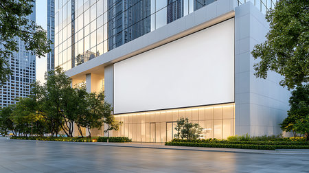 Blank billboard on modern office building background. 3d rendering.