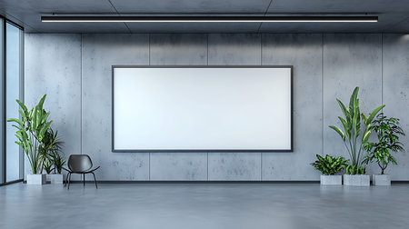 Modern interior with blank poster on concrete wall. Mock up, 3D Rendering