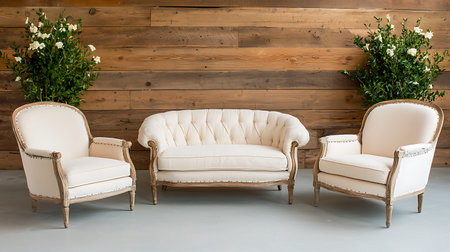 white leather sofa and chair decoration in livingroom interior - Vintage Light Filterの写真素材