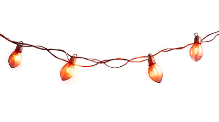 Christmas lights isolated on white background. Glowing christmas lights.