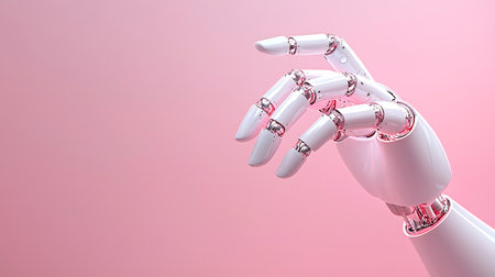 Robot hand on pink background. 3d rendering robot hand.の写真素材