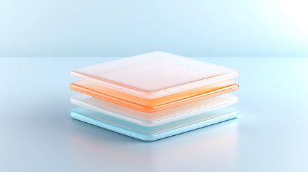 Stack of colorful pillows on a blue background. 3D renderingの写真素材