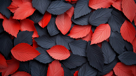 Black and red leaves background. 3d rendering, 3d illustration.の写真素材