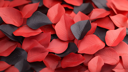 Close up of red and black petals on a white background.の写真素材