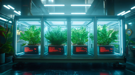 Plants in a glass florarium in the interior of the roomの写真素材