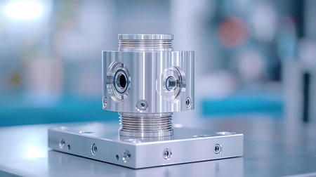 Stainless steel gearbox for industrial equipment. 3d renderingの写真素材