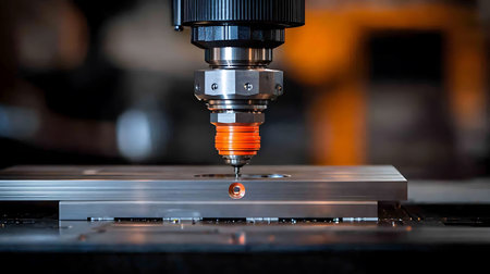 The CNC milling machine cutting the metal part by CNC milling machine.の写真素材