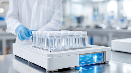 Close-up of a scientific researcher carrying out research in a labの写真素材