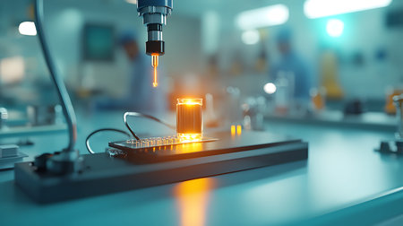 3d rendering of CNC laser engraving machine working in modern laboratoryの写真素材