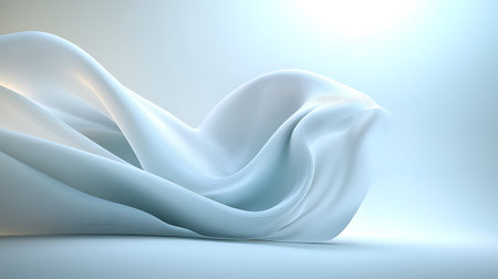 3D rendering of abstract wavy fabric background in light and shadow