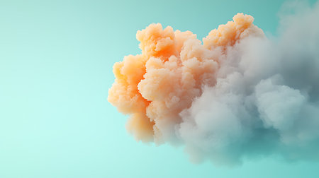 3d rendering of an orange smoke cloud in the blue sky.の写真素材
