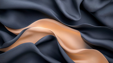 3d rendering, abstract background with wavy folds of silk fabricの写真素材
