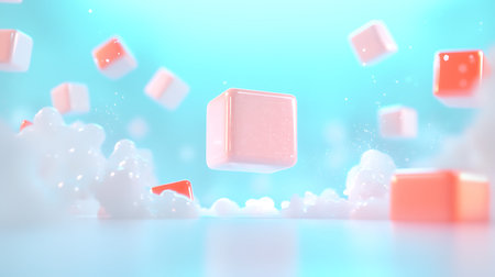 3d rendering of cubes flying in the air. Flying cubes.