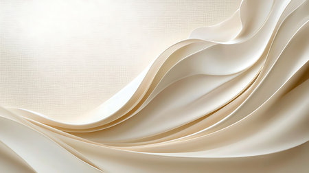 abstract background with smooth white silk or satin wavy foldsの写真素材