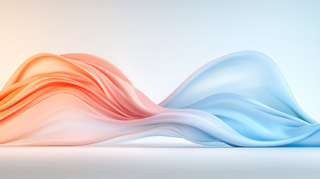 3d render, abstract background with blue and pink wavy fabric