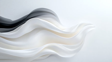 Abstract white and black wavy background. 3d rendering, 3d illustration.