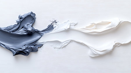 Blue and white paint splashes on white background. 3d renderingの写真素材