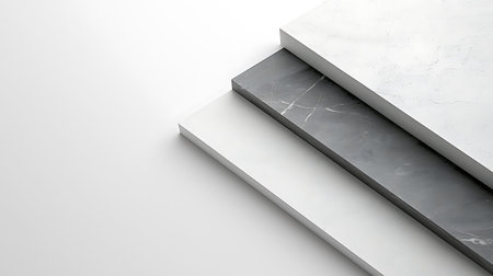 3d render of white marble podium on white background with copy space