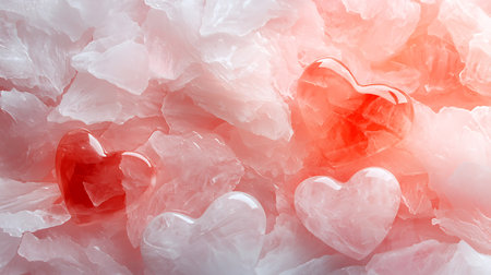 Valentine's day background. Red hearts on a white background.の写真素材