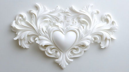 White heart on a white background. The concept of love and romance.の写真素材