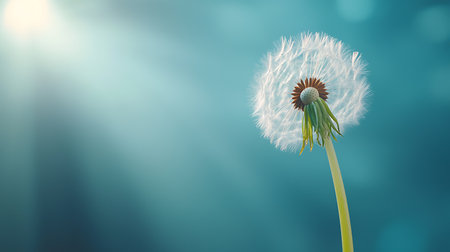 Dandelion flower on a background of blue sky. 3d renderingの写真素材