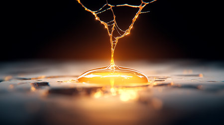 Drops of water on a black background. Shallow depth of fieldの写真素材