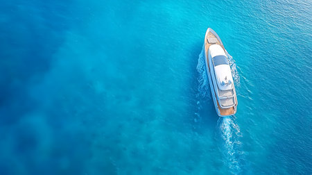 Aerial view of luxury yacht sailing in blue sea water. Luxury yachts in the summer.の写真素材