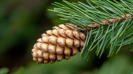 Pine cone on the branches of a pine tree in the forest
