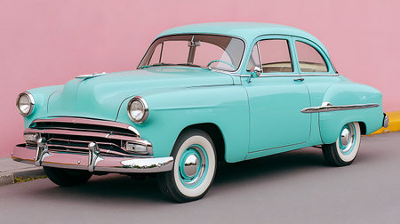 Classic american car on a pink background. 3d rendering.