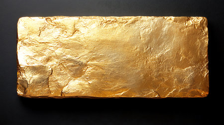 golden foil texture on a black background, closeup of photoの写真素材